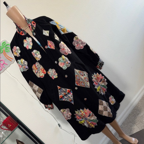 Johnny Was Floral Patchwork Black Jacket - Picture 6 of 14